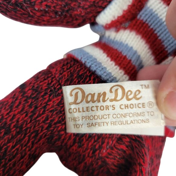 Retro Red Knit Cute Sock Monkey Toy Stripe Sweater DanDee Pom Pom Hat Plush Kids - Picture 7 of 9